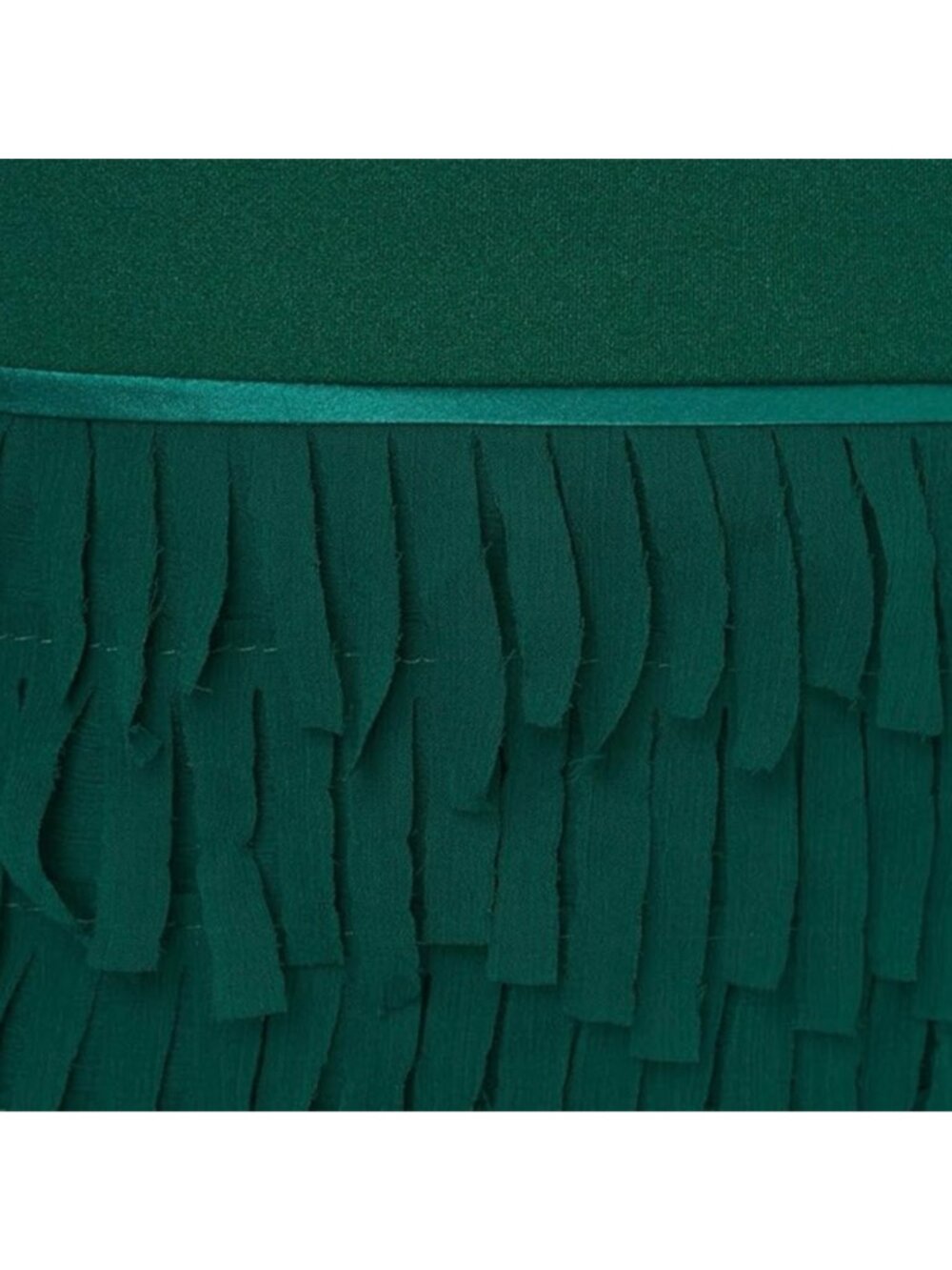 Adrianna Papell Dress 12 Green Long Sleeve Crepe & Chiffon Fringe Retro Cocktail - Picture 4 of 6